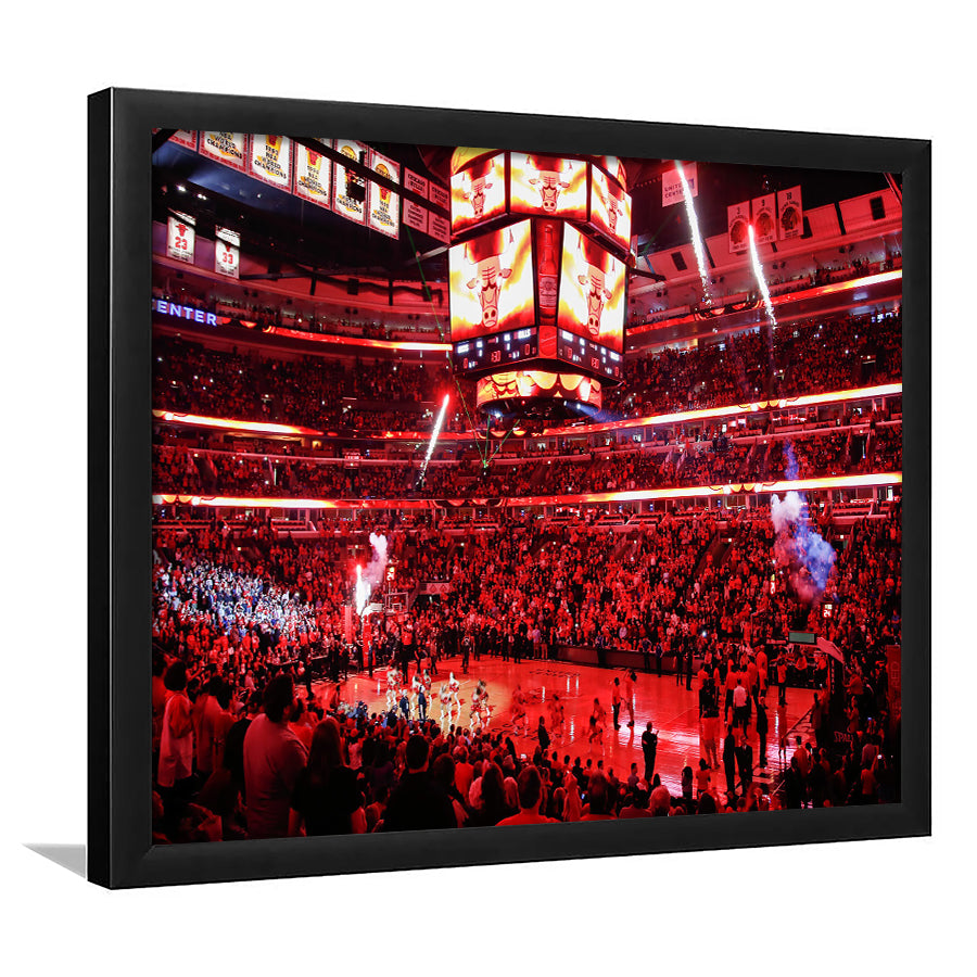 Bulls in United Center, Stadium Canvas, Sport Art, Gift for him, Framed Art Print Wall Decor, Picture Framed