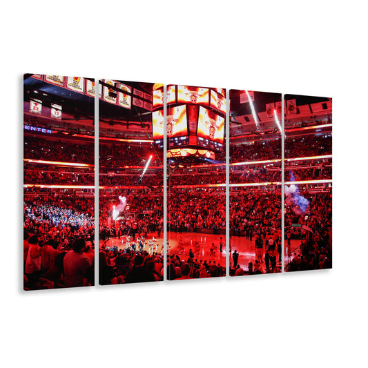 Bulls in United Center, Stadium Canvas, Sport Art, 5 Panel B, Extra Large Canvas, Canvas Print Wall Art