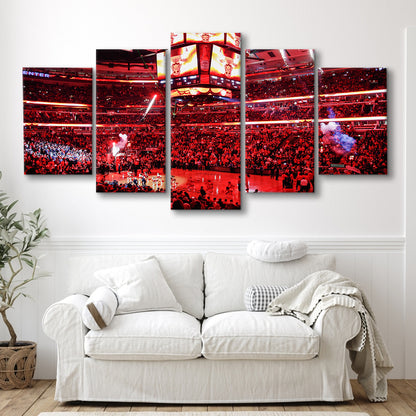 Bulls in United Center, Stadium Canvas, Sport Art, Gift for him, 5 Panel, Large Canvas, Canvas Print Wall Art