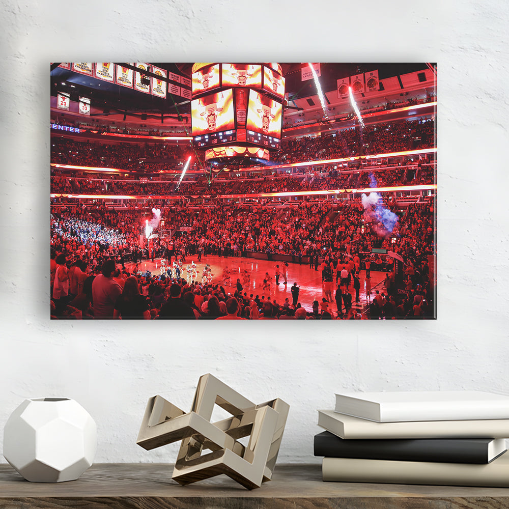 Bulls in United Center, Stadium Canvas, Sport Art, Gift for him, Man Cave Decor, Art Print, Canvas Print Wall Art