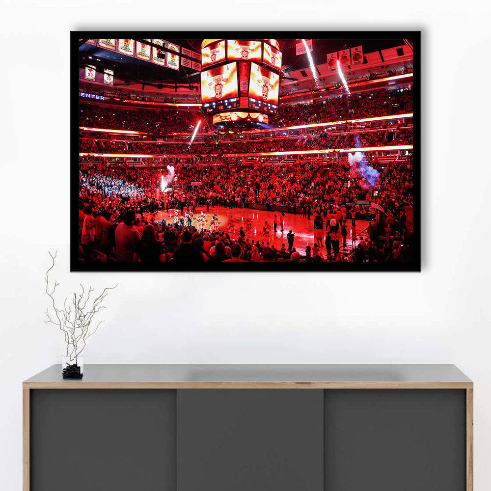Bulls in United Center, Stadium Canvas, Sport Art, Gift for him, Framed Art Print Wall Decor, Picture Framed
