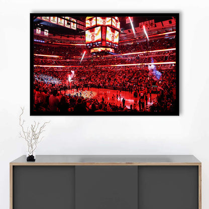 Bulls in United Center, Stadium Canvas, Sport Art, Gift for him, Framed Art Print Wall Decor, Picture Framed