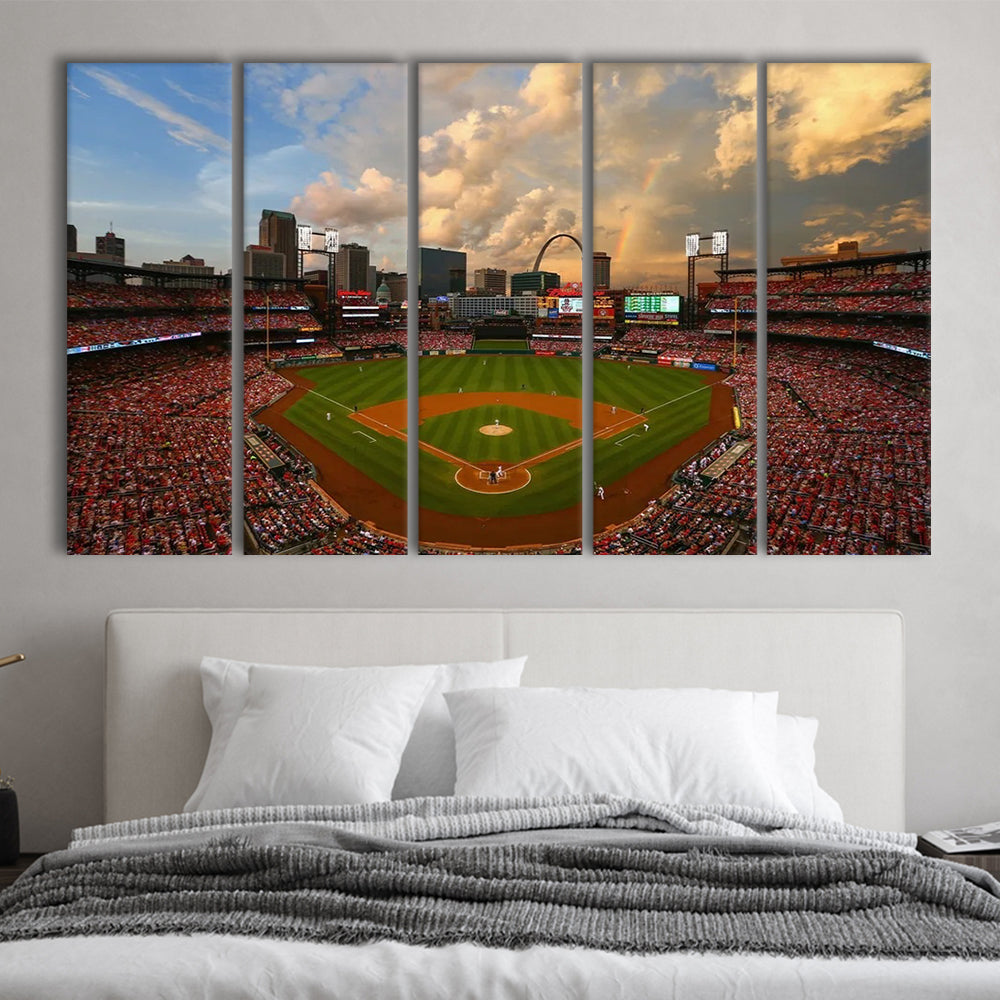 Busch Memorial Stadium, Stadium Canvas, Sport Art, 5 Panel B, Extra Large Canvas, Canvas Print Wall Art