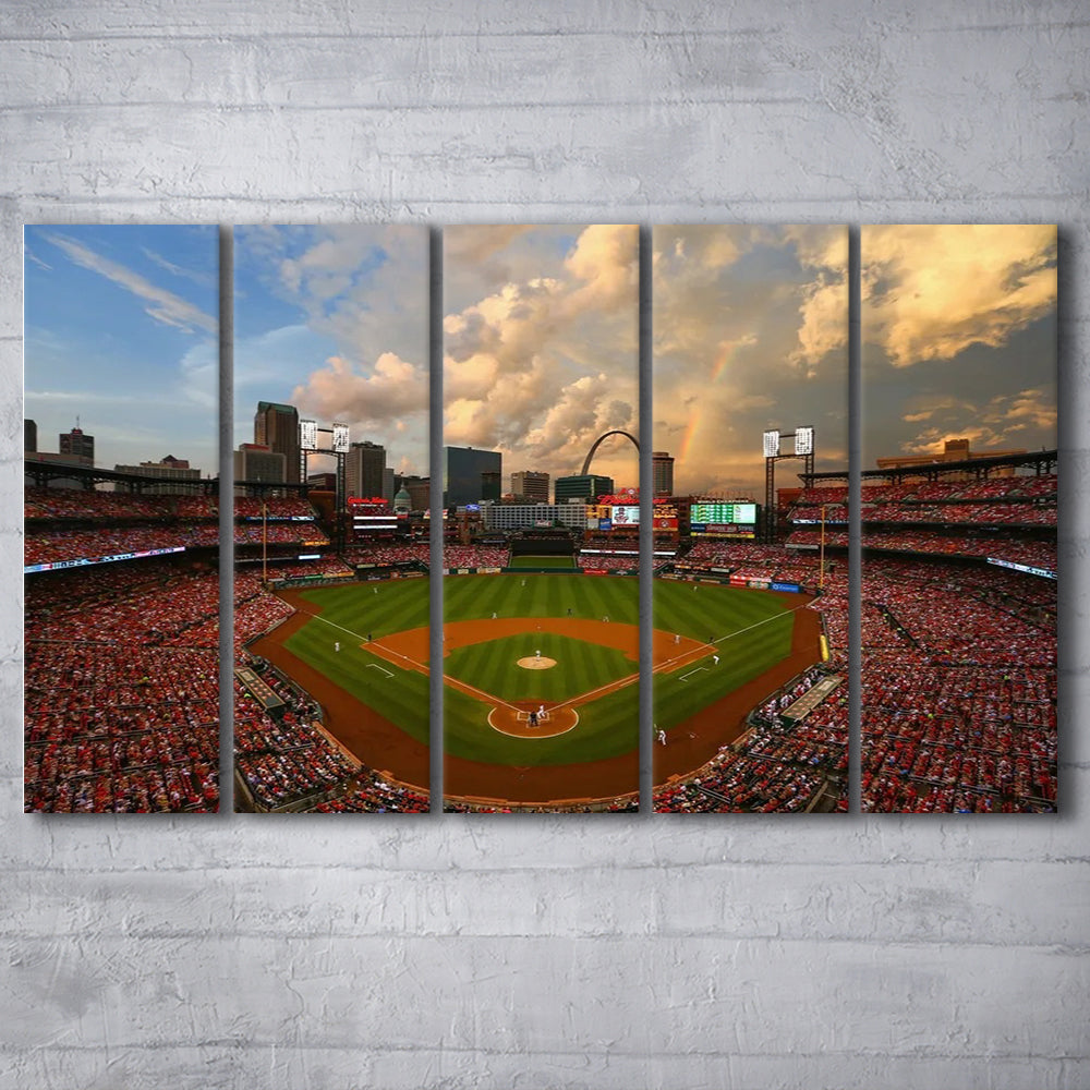 Busch Memorial Stadium, Stadium Canvas, Sport Art, 5 Panel B, Extra Large Canvas, Canvas Print Wall Art