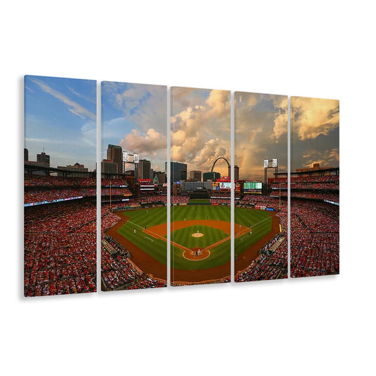 Busch Memorial Stadium, Stadium Canvas, Sport Art, 5 Panel B, Extra Large Canvas, Canvas Print Wall Art