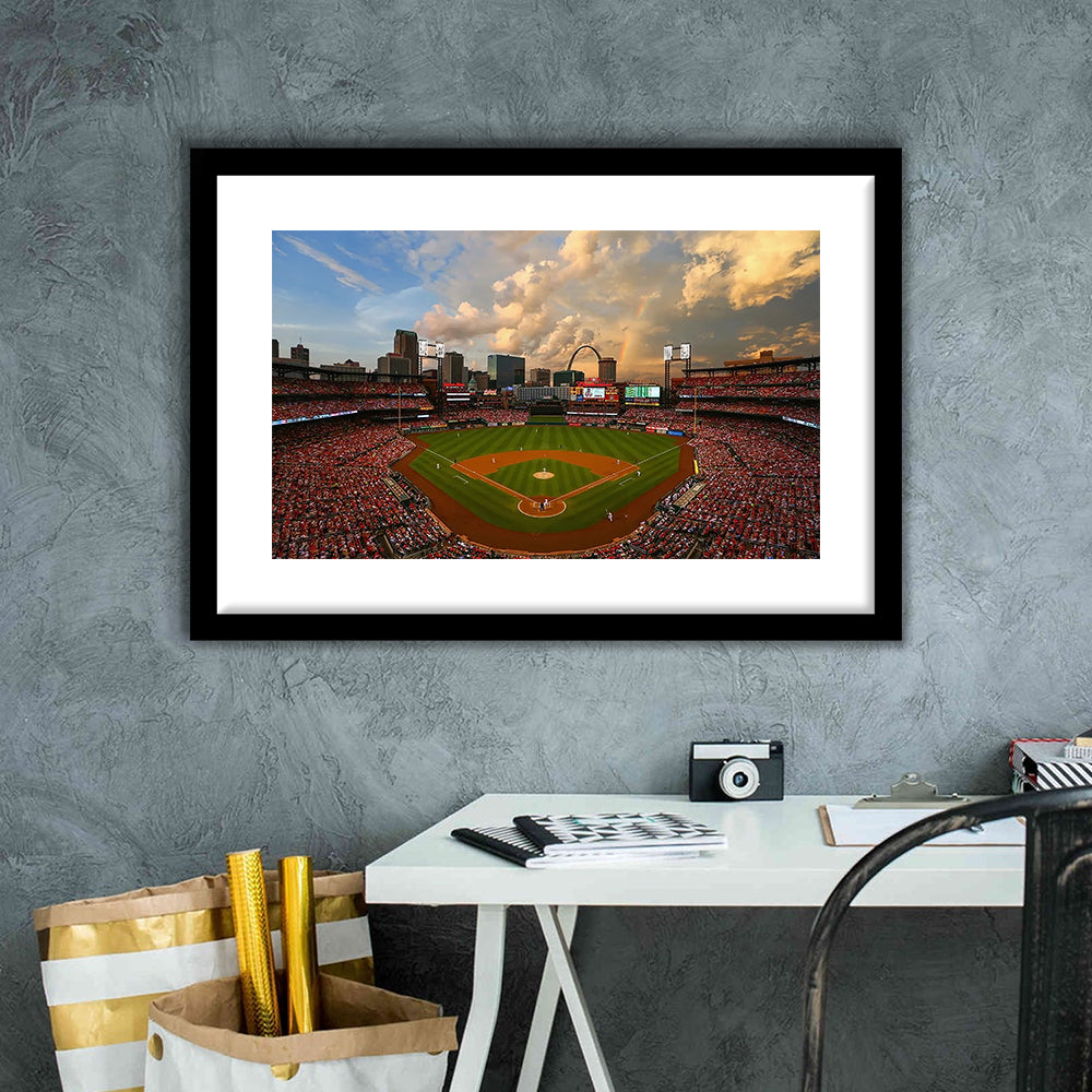 Busch Memorial Stadium, Stadium Canvas, Sport Art, Gift for him, White Border Framed Art Print Wall Decor