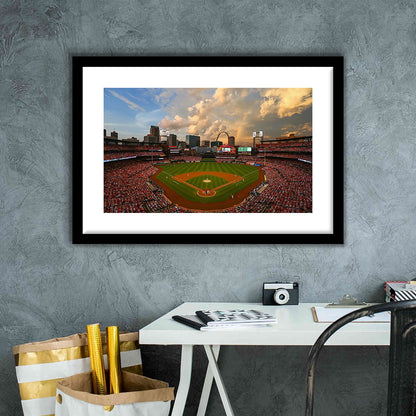 Busch Memorial Stadium, Stadium Canvas, Sport Art, Gift for him, White Border Framed Art Print Wall Decor