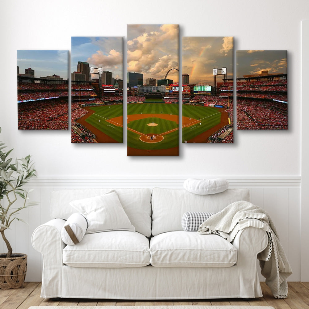 Busch Memorial Stadium, Stadium Canvas, Sport Art, Gift for him, 5 Panel, Large Canvas, Canvas Print Wall Art