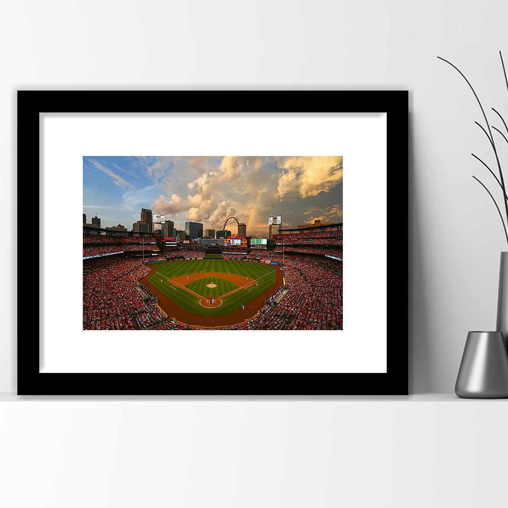 Busch Memorial Stadium, Stadium Canvas, Sport Art, Gift for him, White Border Framed Art Print Wall Decor