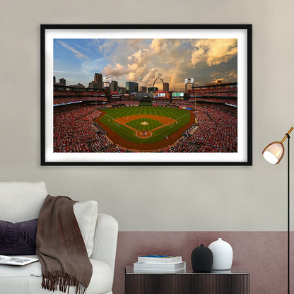 Busch Memorial Stadium, Stadium Canvas, Sport Art, Gift for him, White Border Framed Art Print Wall Decor