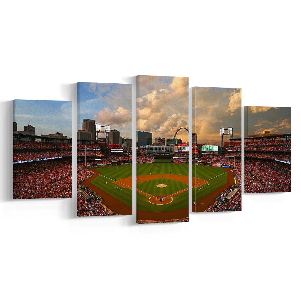 Busch Memorial Stadium, Stadium Canvas, Sport Art, Gift for him, 5 Panel, Large Canvas, Canvas Print Wall Art