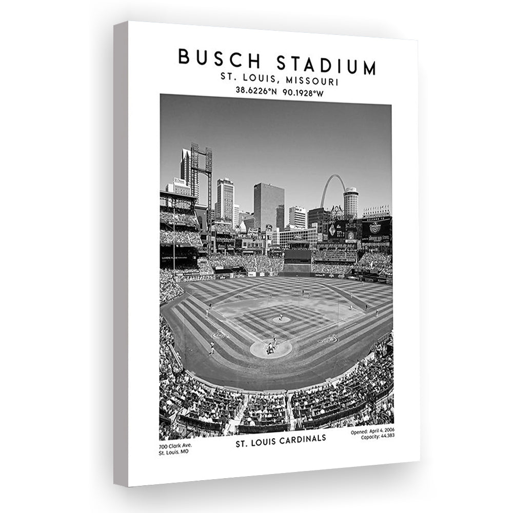 Busch Stadium Black And White, St. Louis Cardinals Baseball Stadium Wall Art Print, Canvas Prints Wall Art, Man Cave Decor