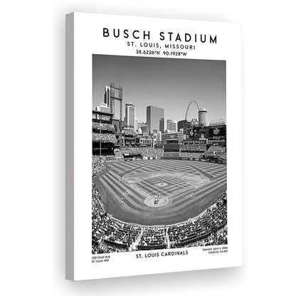 Busch Stadium Black And White, St. Louis Cardinals Baseball Stadium Wall Art Print, Canvas Prints Wall Art, Man Cave Decor