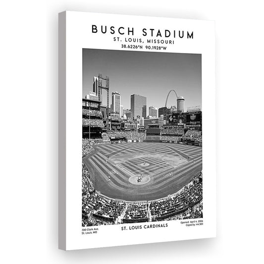 Busch Stadium Black And White, St. Louis Cardinals Baseball Stadium Wall Art Print, Canvas Prints Wall Art, Man Cave Decor