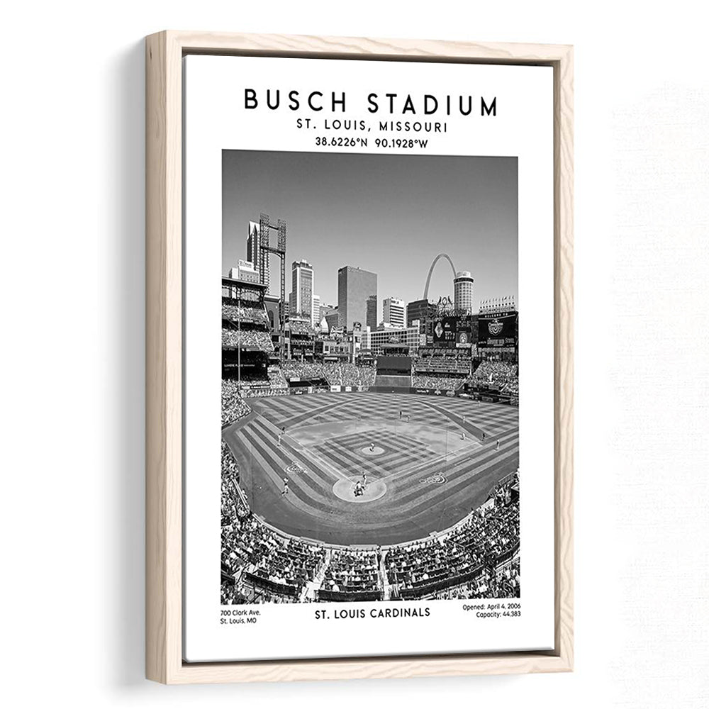 Busch Stadium Black And White, St. Louis Cardinals Baseball Stadium Wall Art Print, Framed Canvas Prints Wall Art