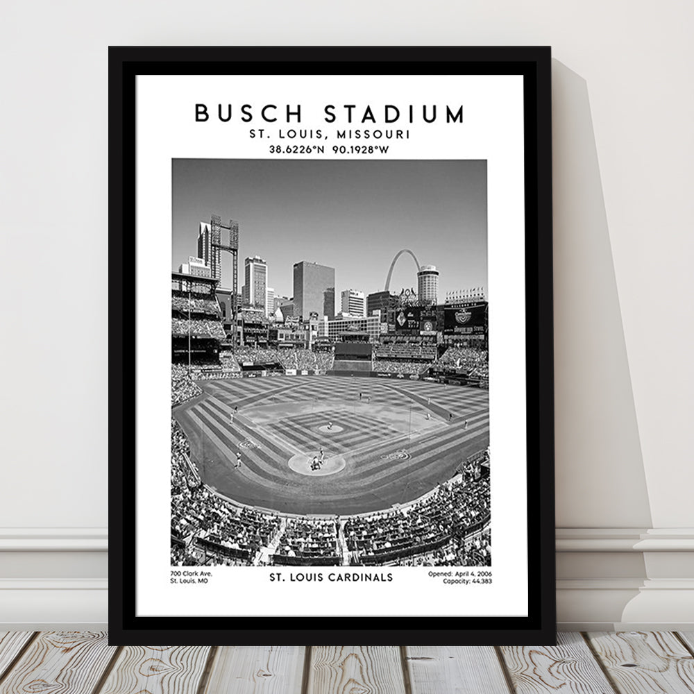 Busch Stadium Black And White, St. Louis Cardinals Baseball Stadium Wall Art Print, Framed Canvas Prints Wall Art