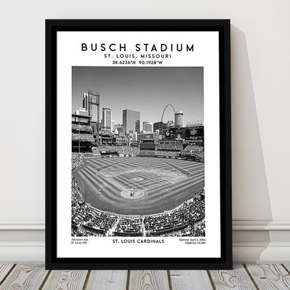 Busch Stadium Black And White, St. Louis Cardinals Baseball Stadium Wall Art Print, Framed Canvas Prints Wall Art