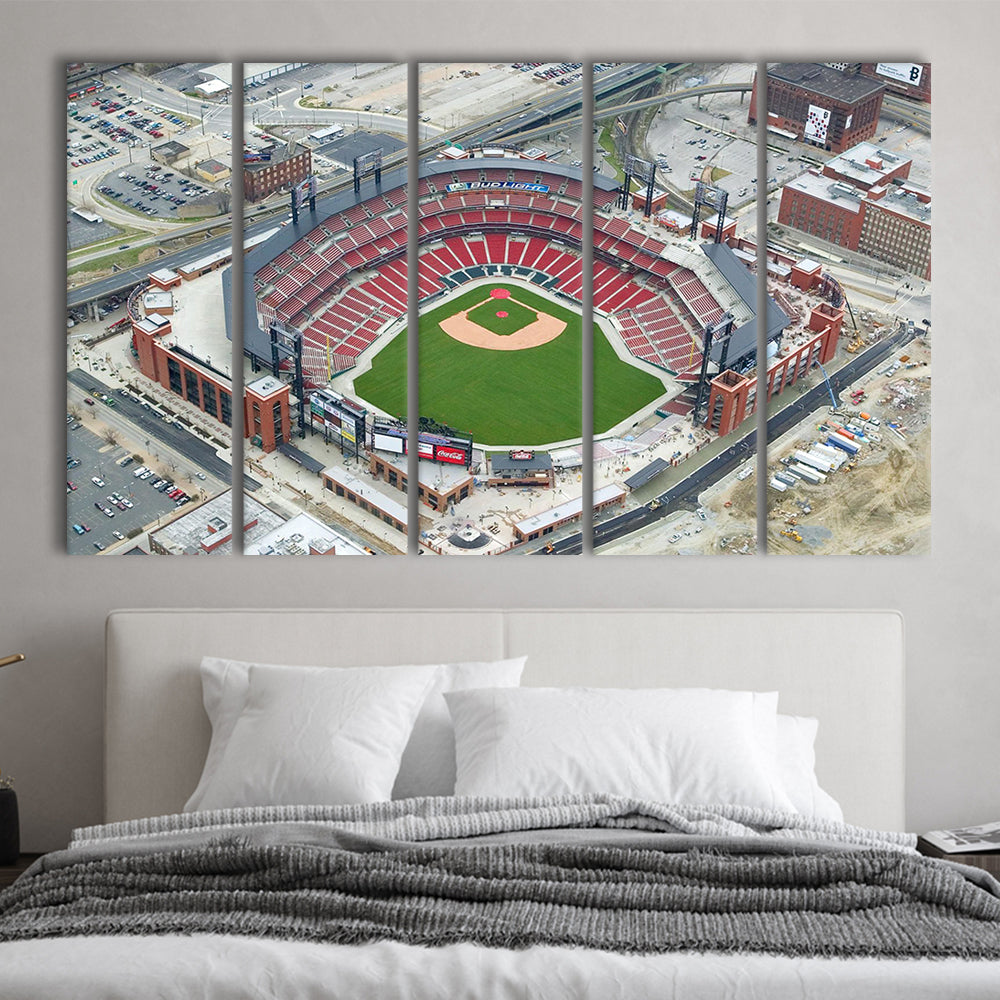 Busch Stadium Overhead View, Stadium Canvas, Sport Art, 5 Panel B, Extra Large Canvas, Canvas Print Wall Art