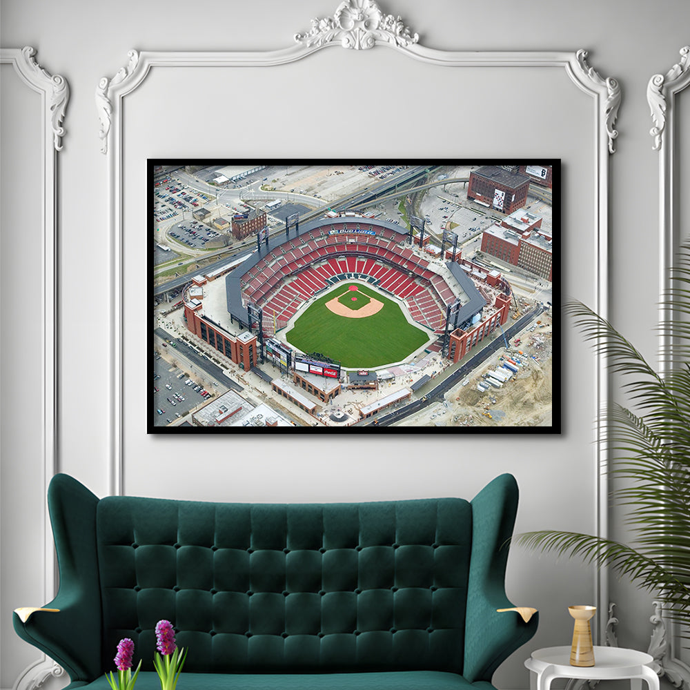 Busch Stadium Overhead View, Stadium Canvas, Sport Art, Gift for him, Framed Art Print Wall Decor, Picture Framed