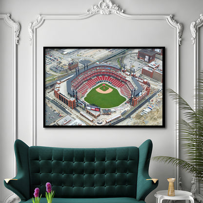 Busch Stadium Overhead View, Stadium Canvas, Sport Art, Gift for him, Framed Art Print Wall Decor, Picture Framed
