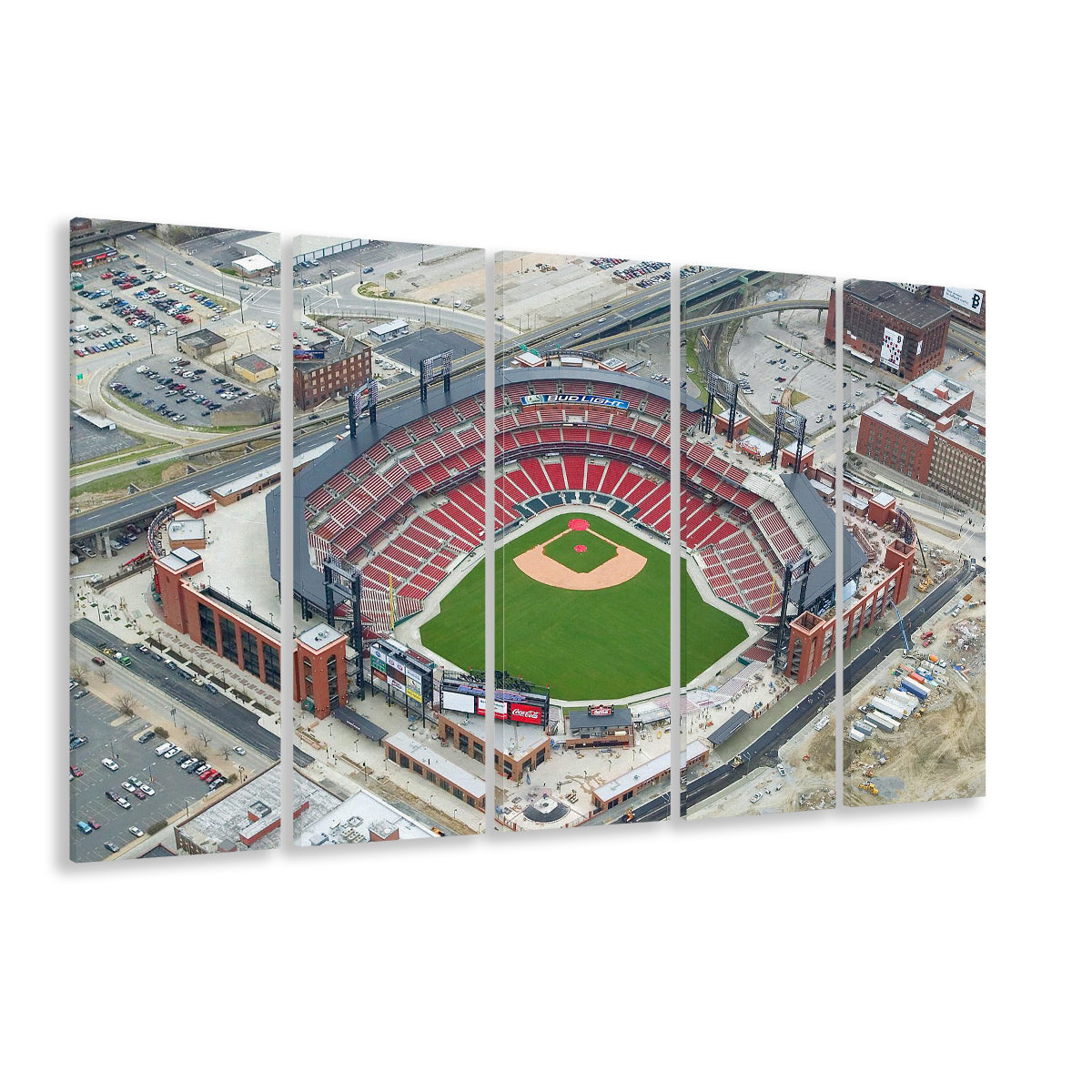 Busch Stadium Overhead View, Stadium Canvas, Sport Art, 5 Panel B, Extra Large Canvas, Canvas Print Wall Art