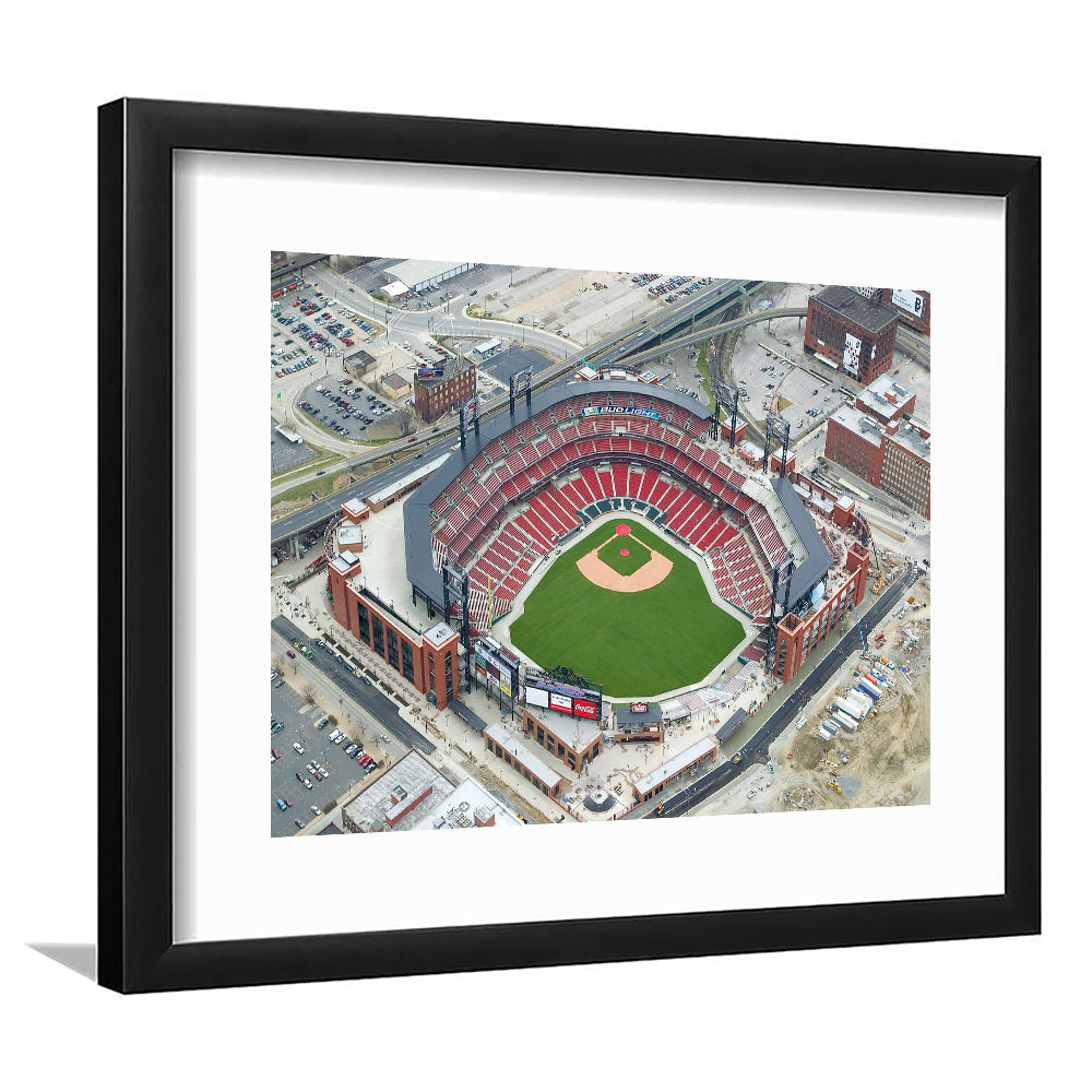Busch Stadium Overhead View, Stadium Canvas, Sport Art, Gift for him, White Border Framed Art Print Wall Decor