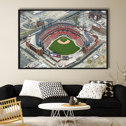 Busch Stadium Overhead View, Stadium Canvas, Sport Art, Framed Canvas Print Wall Art, Floating Frame