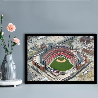 Busch Stadium Overhead View, Stadium Canvas, Sport Art, Gift for him, Framed Art Print Wall Decor, Picture Framed