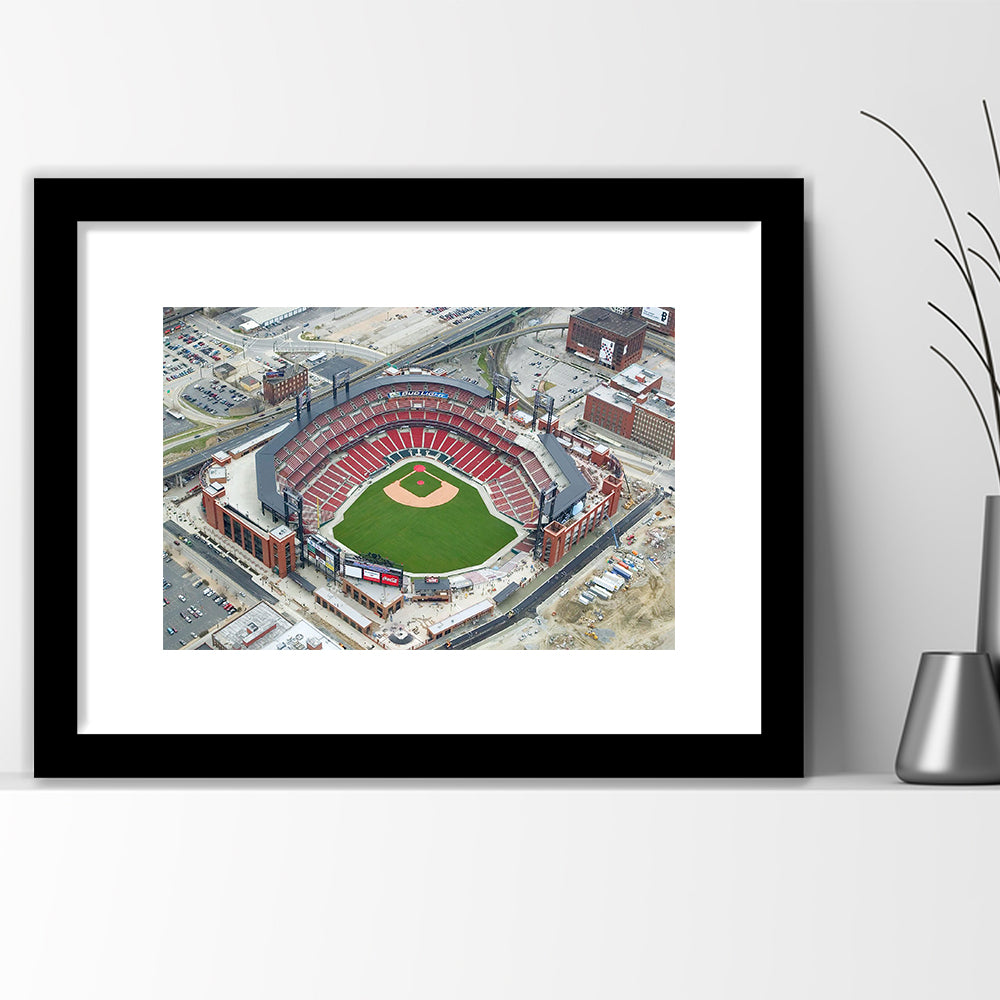 Busch Stadium Overhead View, Stadium Canvas, Sport Art, Gift for him, White Border Framed Art Print Wall Decor