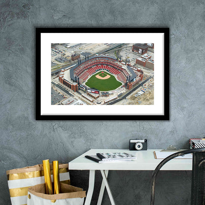 Busch Stadium Overhead View, Stadium Canvas, Sport Art, Gift for him, White Border Framed Art Print Wall Decor