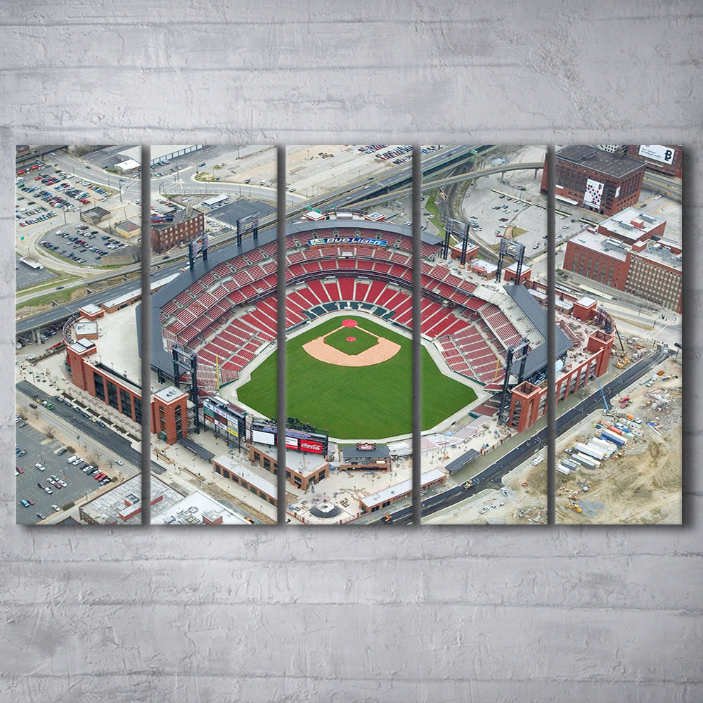 Busch Stadium Overhead View, Stadium Canvas, Sport Art, 5 Panel B, Extra Large Canvas, Canvas Print Wall Art
