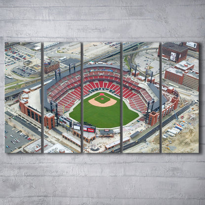 Busch Stadium Overhead View, Stadium Canvas, Sport Art, 5 Panel B, Extra Large Canvas, Canvas Print Wall Art