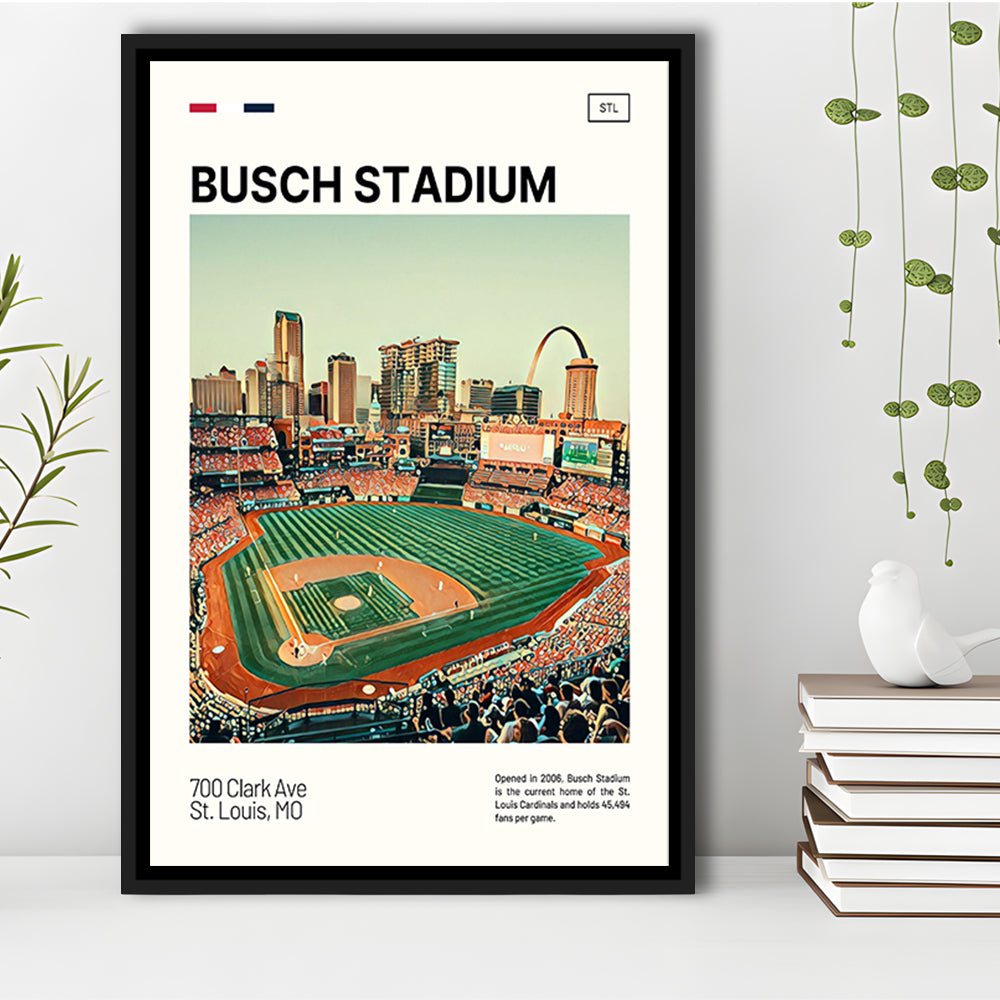Busch Stadium Print, St. Louis Cardinals Stadium Canvas Art, Man Cave Gift, Floating Framed Canvas Print Wall Art
