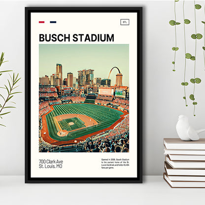 Busch Stadium Print, St. Louis Cardinals Stadium Canvas Art, Man Cave Gift, Floating Framed Canvas Print Wall Art