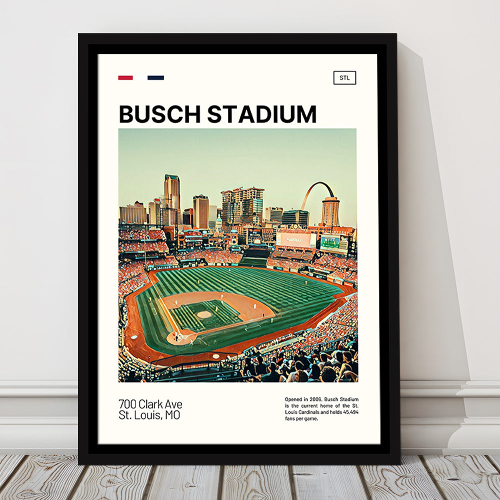 Busch Stadium Print, St. Louis Cardinals Stadium Canvas Art, Man Cave Gift, Floating Framed Canvas Print Wall Art