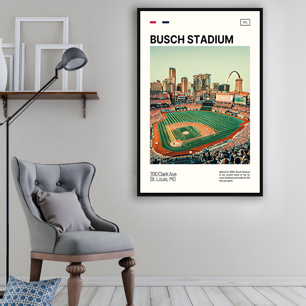 Busch Stadium Print, St. Louis Cardinals Stadium Canvas Art, Man Cave Gift, Floating Framed Canvas Print Wall Art