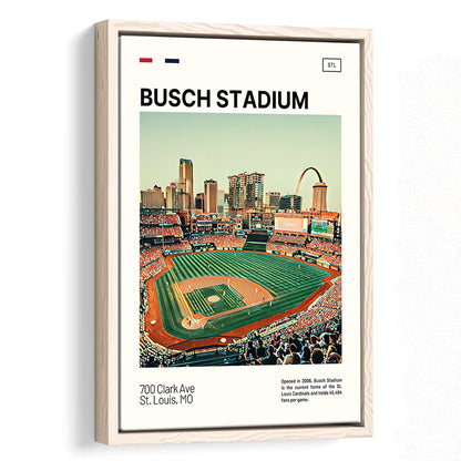 Busch Stadium Print, St. Louis Cardinals Stadium Canvas Art, Man Cave Gift, Floating Framed Canvas Print Wall Art