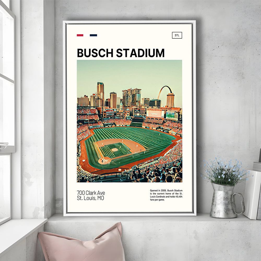 Busch Stadium Print, St. Louis Cardinals Stadium Canvas Art, Man Cave Gift, Floating Framed Canvas Print Wall Art