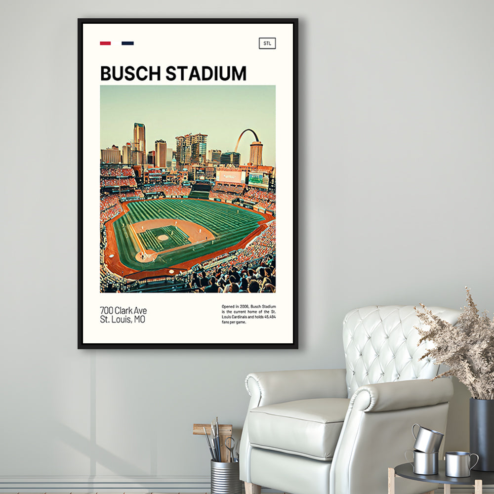 Busch Stadium Print, St. Louis Cardinals Stadium Canvas Art, Man Cave Gift, Floating Framed Canvas Print Wall Art