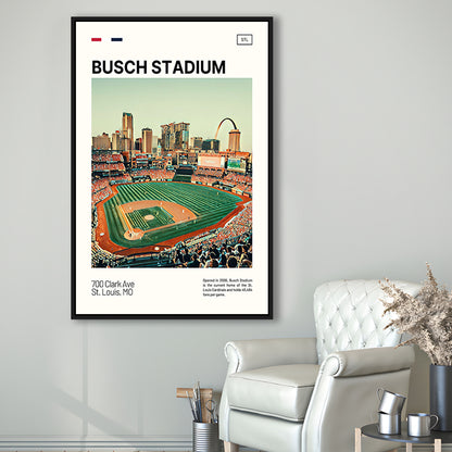 Busch Stadium Print, St. Louis Cardinals Stadium Canvas Art, Man Cave Gift, Floating Framed Canvas Print Wall Art