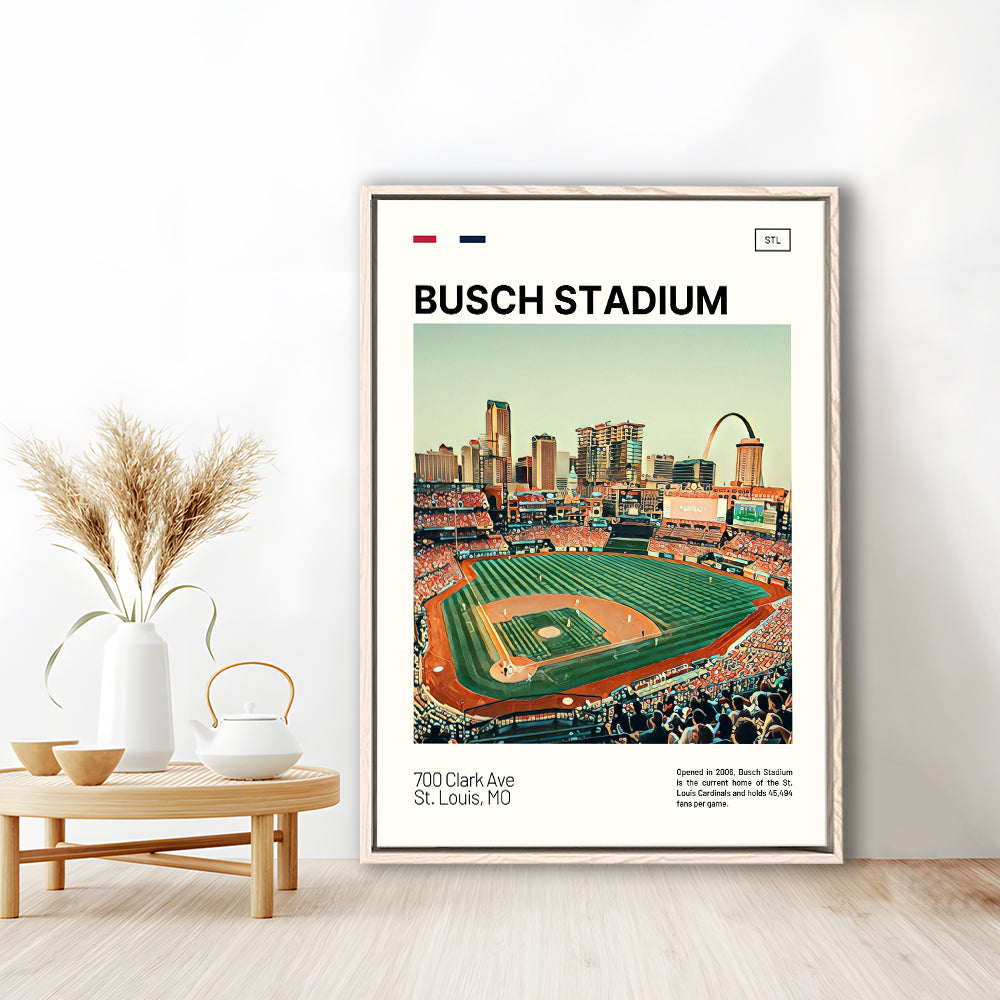 Busch Stadium Print, St. Louis Cardinals Stadium Canvas Art, Man Cave Gift, Floating Framed Canvas Print Wall Art