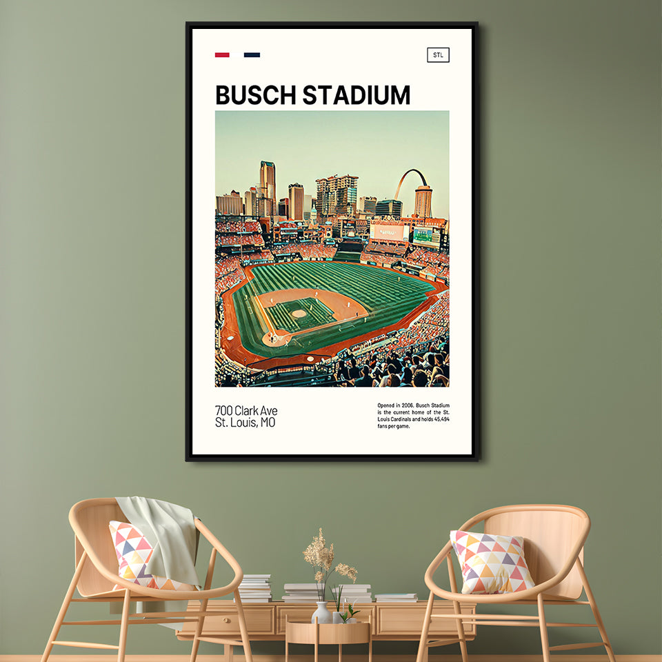 Busch Stadium Print, St. Louis Cardinals Stadium Canvas Art, Man Cave Gift, Floating Framed Canvas Print Wall Art