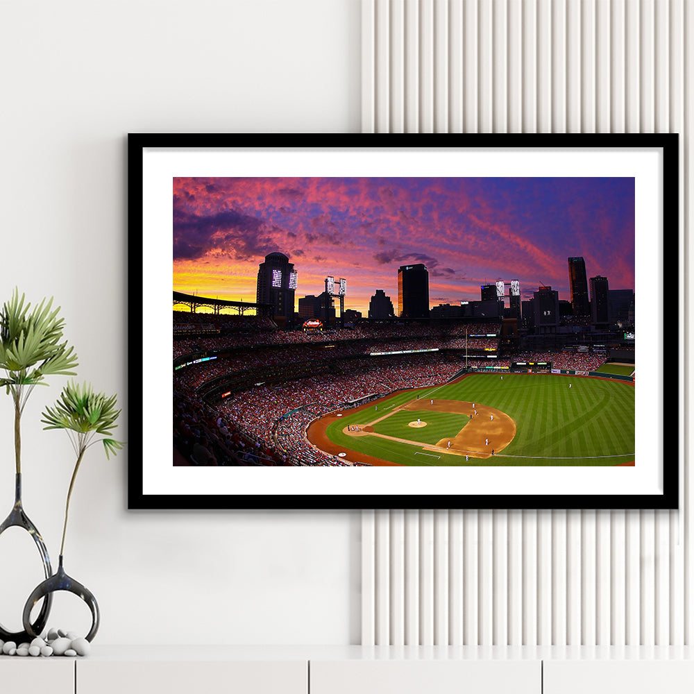 Busch Stadium St Louis Cardinals, Stadium Canvas, Sport Art, Gift for him, White Border Framed Art Print Wall Decor