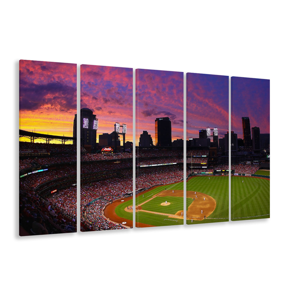 Busch Stadium St Louis Cardinals, Stadium Canvas, Sport Art, 5 Panel B, Extra Large Canvas, Canvas Print Wall Art