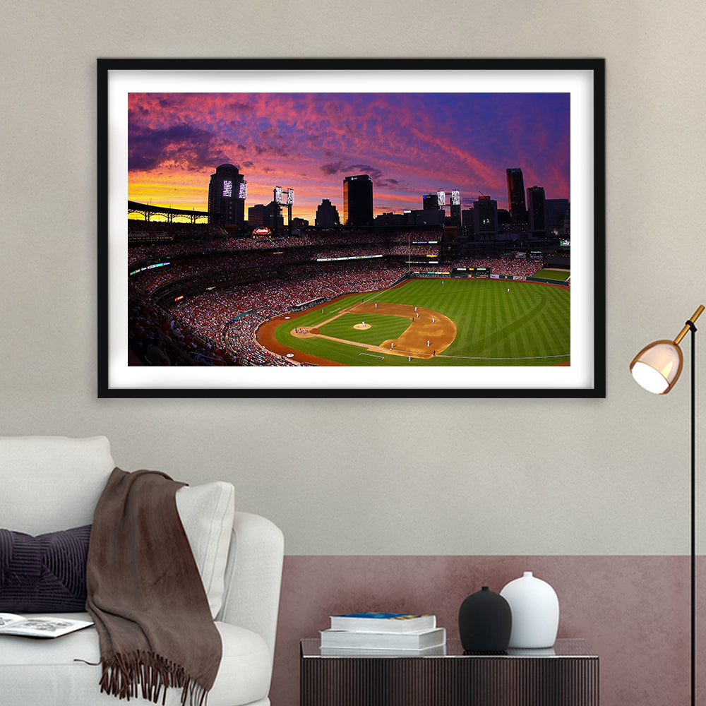 Busch Stadium St Louis Cardinals, Stadium Canvas, Sport Art, Gift for him, White Border Framed Art Print Wall Decor