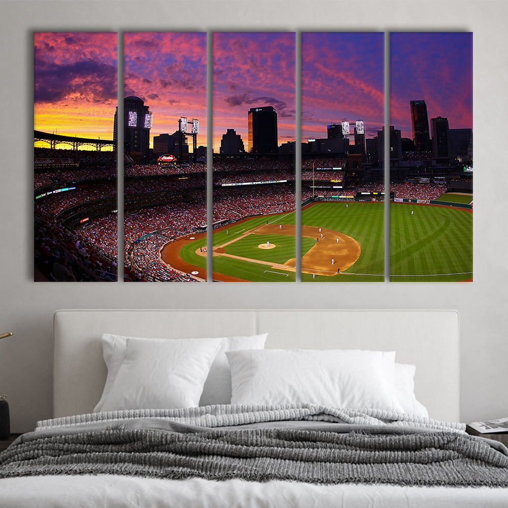 Busch Stadium St Louis Cardinals, Stadium Canvas, Sport Art, 5 Panel B, Extra Large Canvas, Canvas Print Wall Art