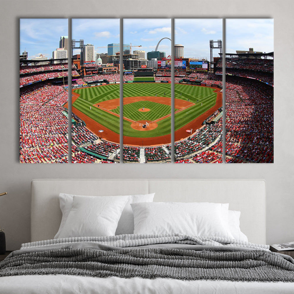 Busch Stadium, Stadium Canvas, Sport Art, 5 Panel B, Extra Large Canvas, Canvas Print Wall Art