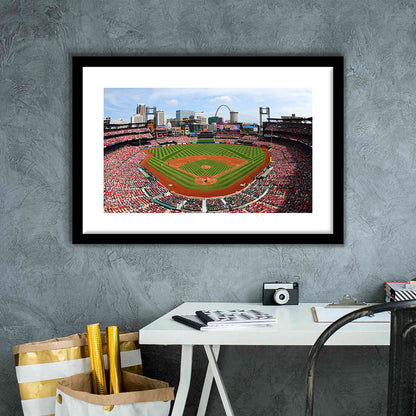 Busch Stadium, Stadium Canvas, Sport Art, Gift for him, White Border Framed Art Print Wall Decor