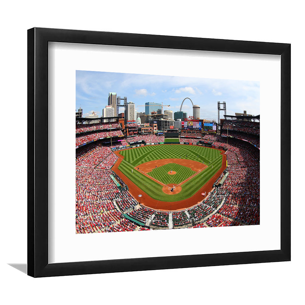 Busch Stadium, Stadium Canvas, Sport Art, Gift for him, White Border Framed Art Print Wall Decor