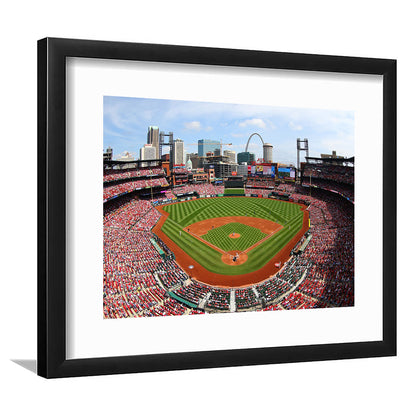 Busch Stadium, Stadium Canvas, Sport Art, Gift for him, White Border Framed Art Print Wall Decor